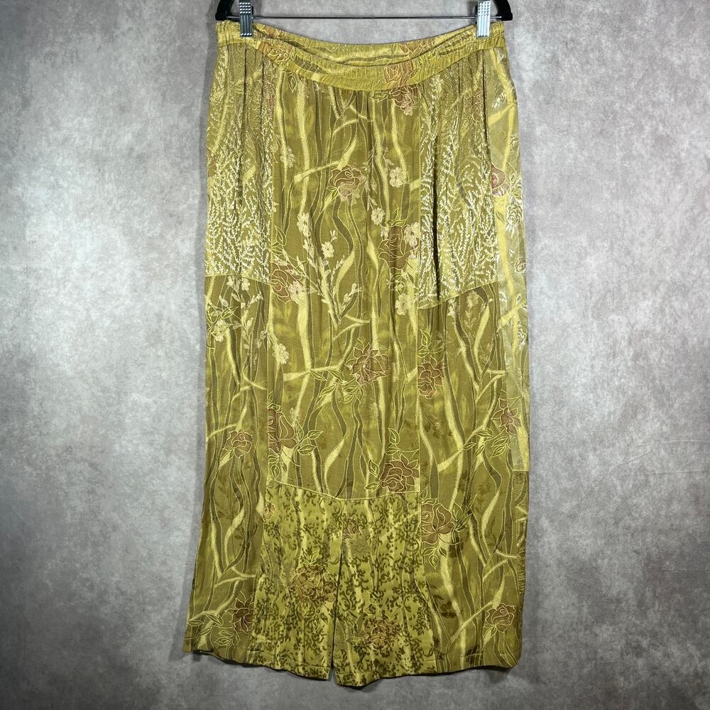 Vintage Citron Skirt Set Womens Medium Green Floral Midi Casual Office Work - Picture 5 of 12